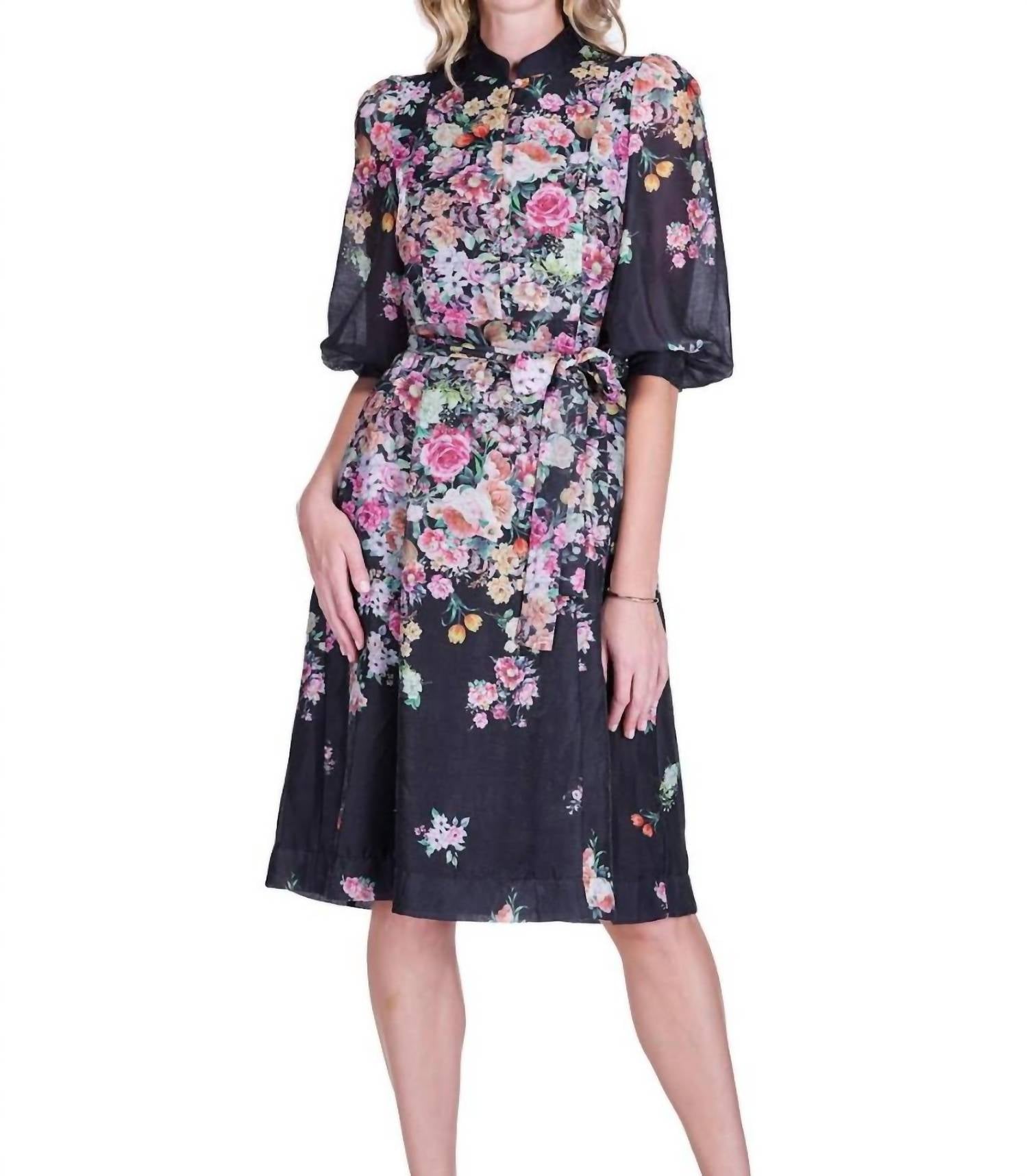 Jade - Stand Collar A-line Dress