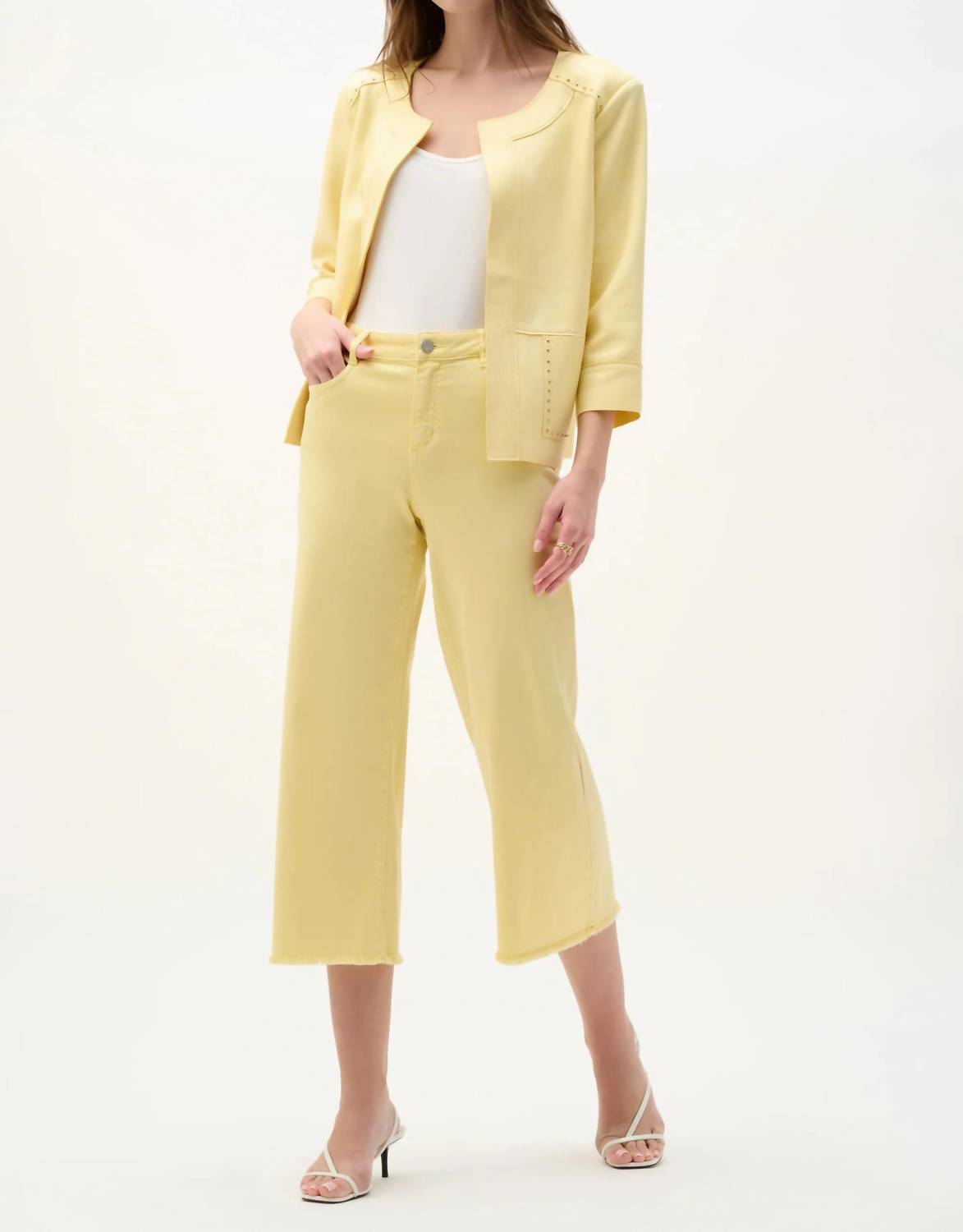 Joseph Ribkoff - Studded Open Front Boxy Faux Suede Jacket