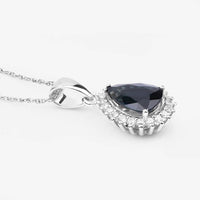 Diana M Jewels Women's Pear Natural Blue Sapphire Pendant Necklace (2.09 Ct) - Classic Plus in 14k white gold - women's jewelry - detail view