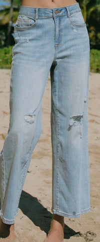 TRIBAL Sophia Curvy Wide Leg Jeans in breeze blue - women's jeans - alternate view