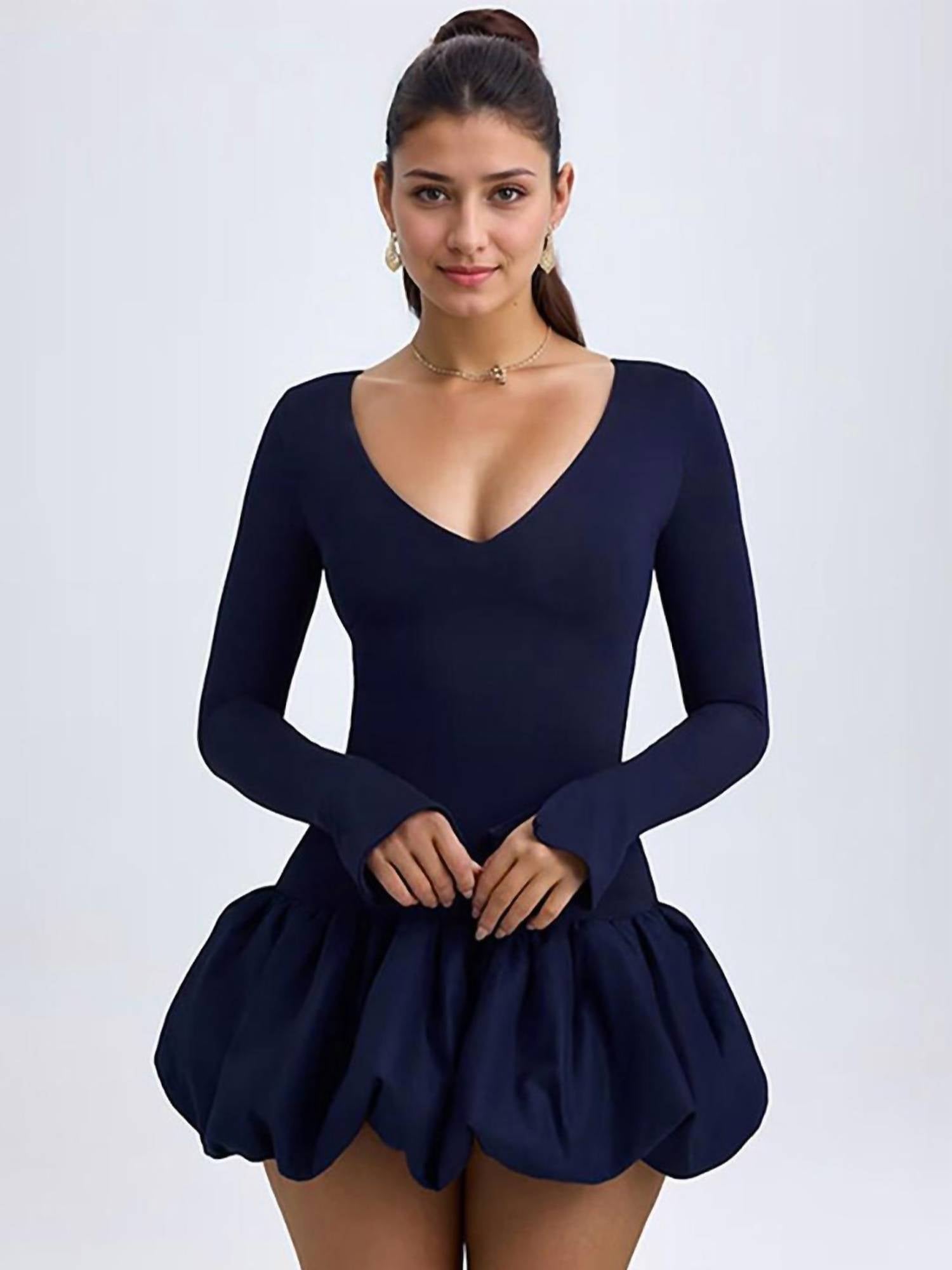 Oh Polly - Tallou Modal Drop-waist Bubble Hem Mini Dress