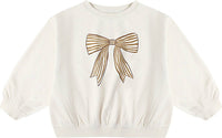 Rylee + Cru Kid's Bow Oversize Cotton Blend Graphic Sweatshirt in natural - kids' shirt