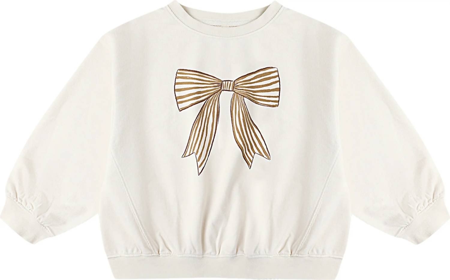 Rylee + Cru Kid's Bow Oversize Cotton Blend Graphic Sweatshirt in natural - kids' shirt