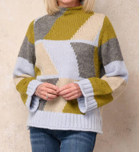 Noen - Geometric Colour Block Knit Sweater