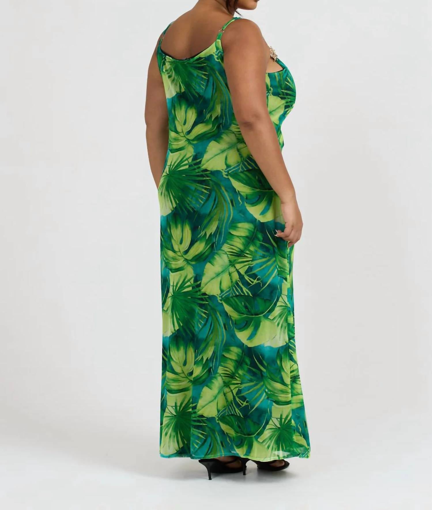 Fashion Szn Curve - Palm Print Maxi Dress - Plus