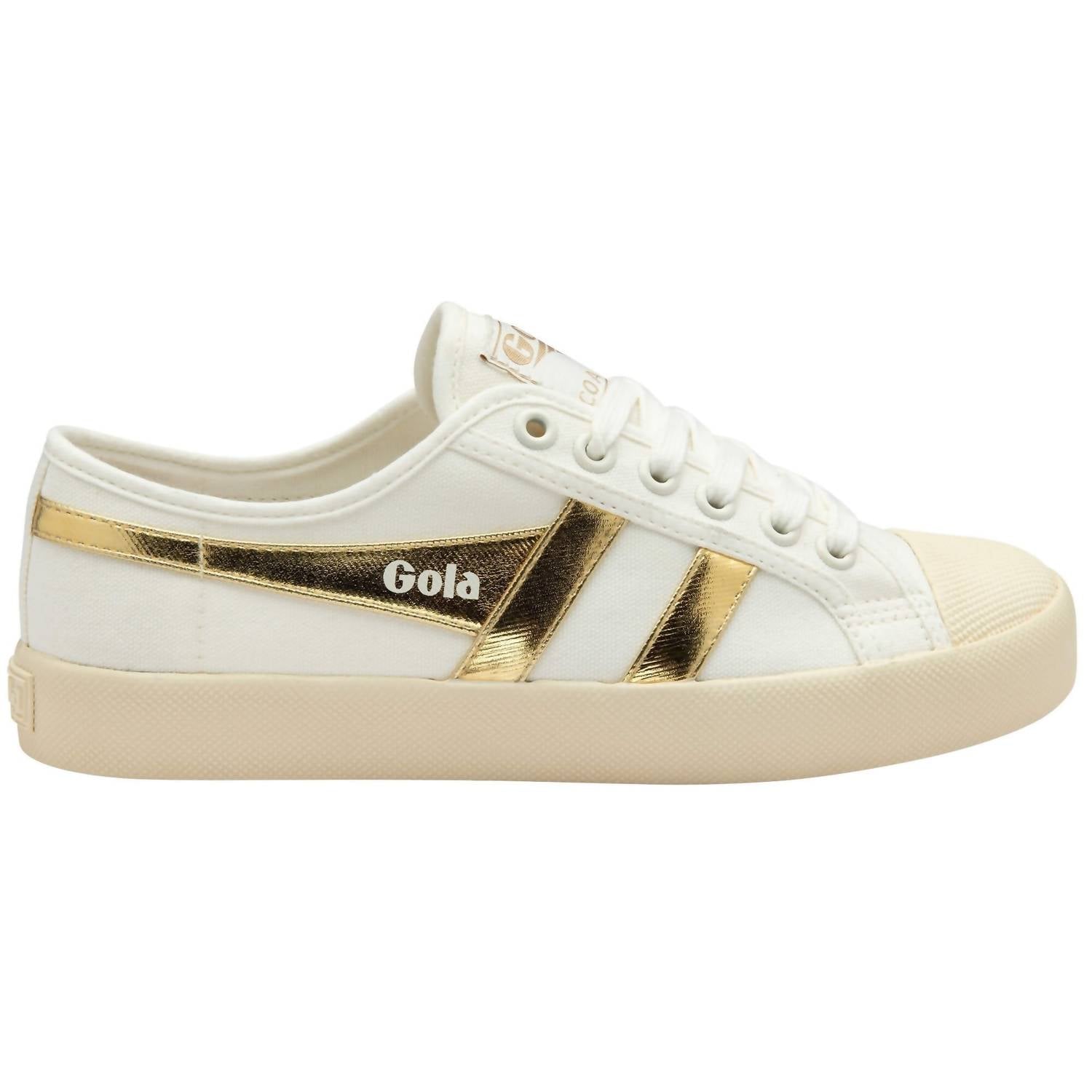 Gola Women's Coaster Trainer Shoes in off white gold - women's sneaker