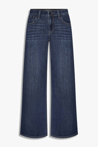 JUST USA Stretch Mid Rise Palazzo Jeans in dark denim - women's pants - view 6