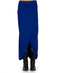 LES TIEN Milly Scallop Wrap Skirt in electrico - women's skirt