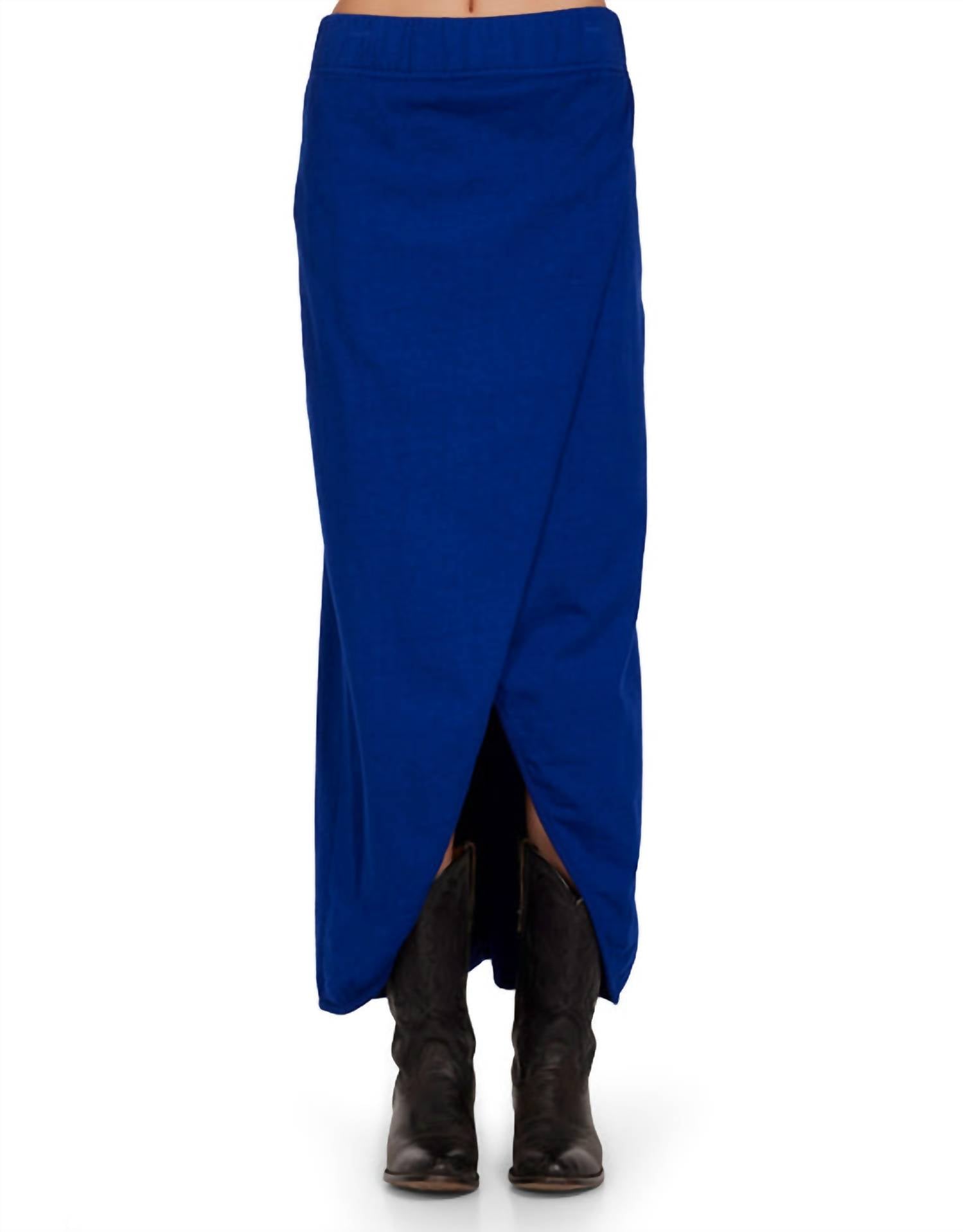 LES TIEN Milly Scallop Wrap Skirt in electrico - women's skirt