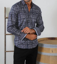 Eight X - Static Print Button Down Shirt With Trim