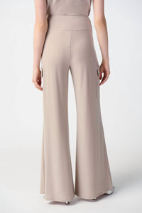 Joseph Ribkoff Wide Leg Cargo Pants in beige silver - women's pants - detail view