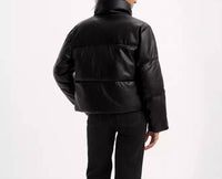 LEVI'S Faux Leather Bomber Puff Jacket in black - women's jacket - detail view