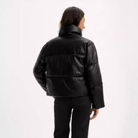 LEVI'S Faux Leather Bomber Puff Jacket in black - women's jacket - alternate view