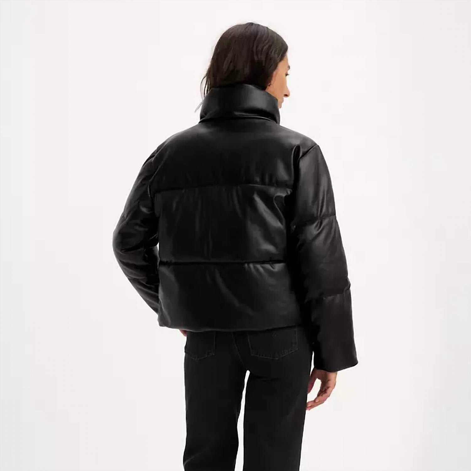 LEVI'S Faux Leather Bomber Puff Jacket in black - women's jacket - alternate view