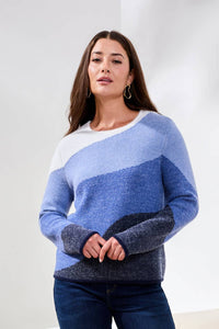 Tribal - Fuzzy Double Knit Crew Neck Sweater