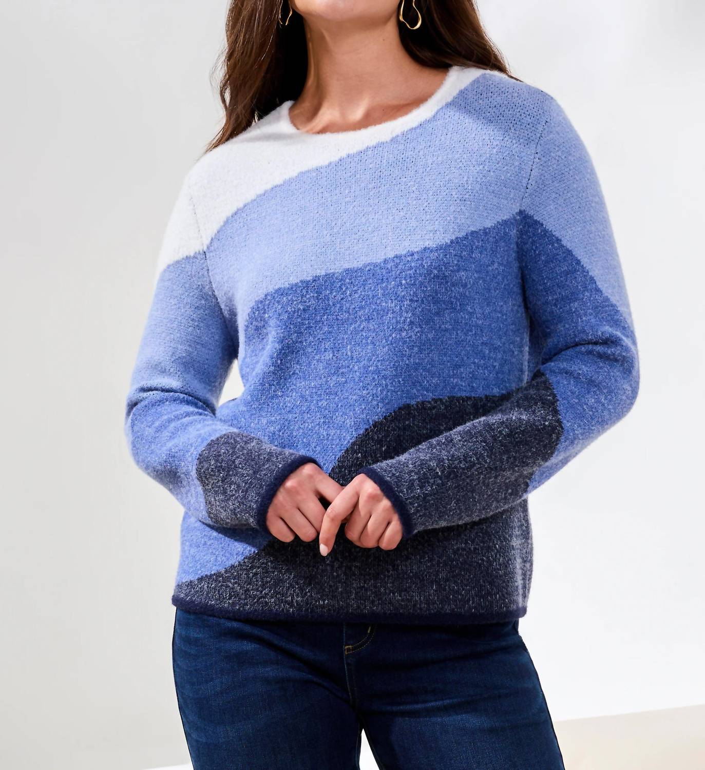 Tribal - Fuzzy Double Knit Crew Neck Sweater