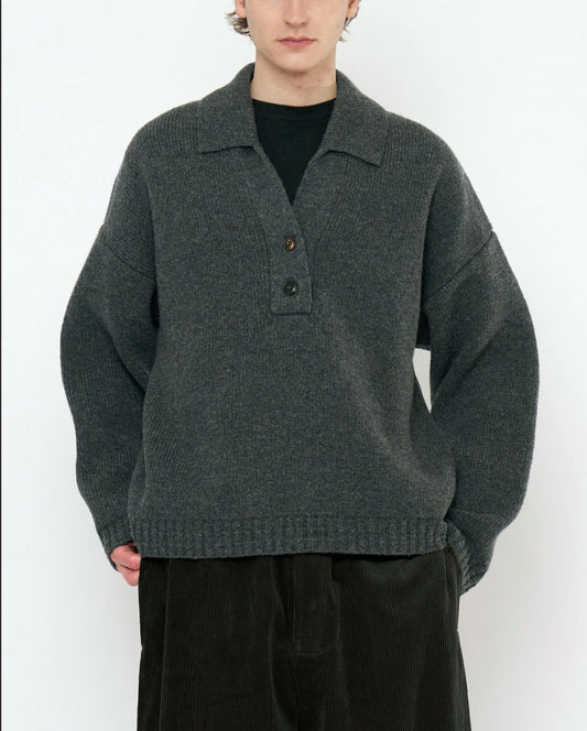 7115 By Szeki - Chunky Collared Recycled Wool Pullover
