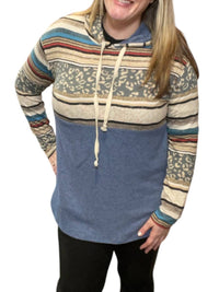 Honeyme - Denim Animal Print Hoodie