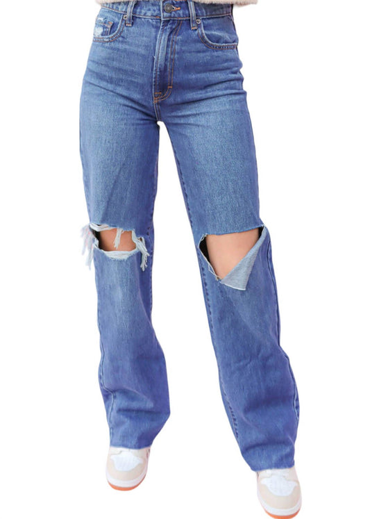 Hidden - Women's Knee Cut Dad Jeans