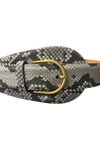 W. Kleinberg Women's Large Tab Python Belt With Buckle in matte natural - women's accessory - detail view