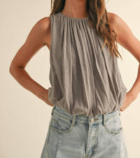 Miou Muse - Linen Knitted Bubble Bottom Top