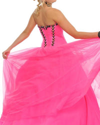 Precious Formals - Strapless Corset Lace-up Back Ballgown