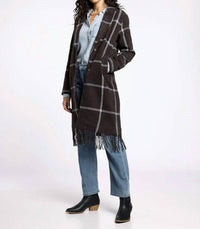 Thread & Supply Luciana Staple Coat in dark fudge plaid - women's jacket - view 4