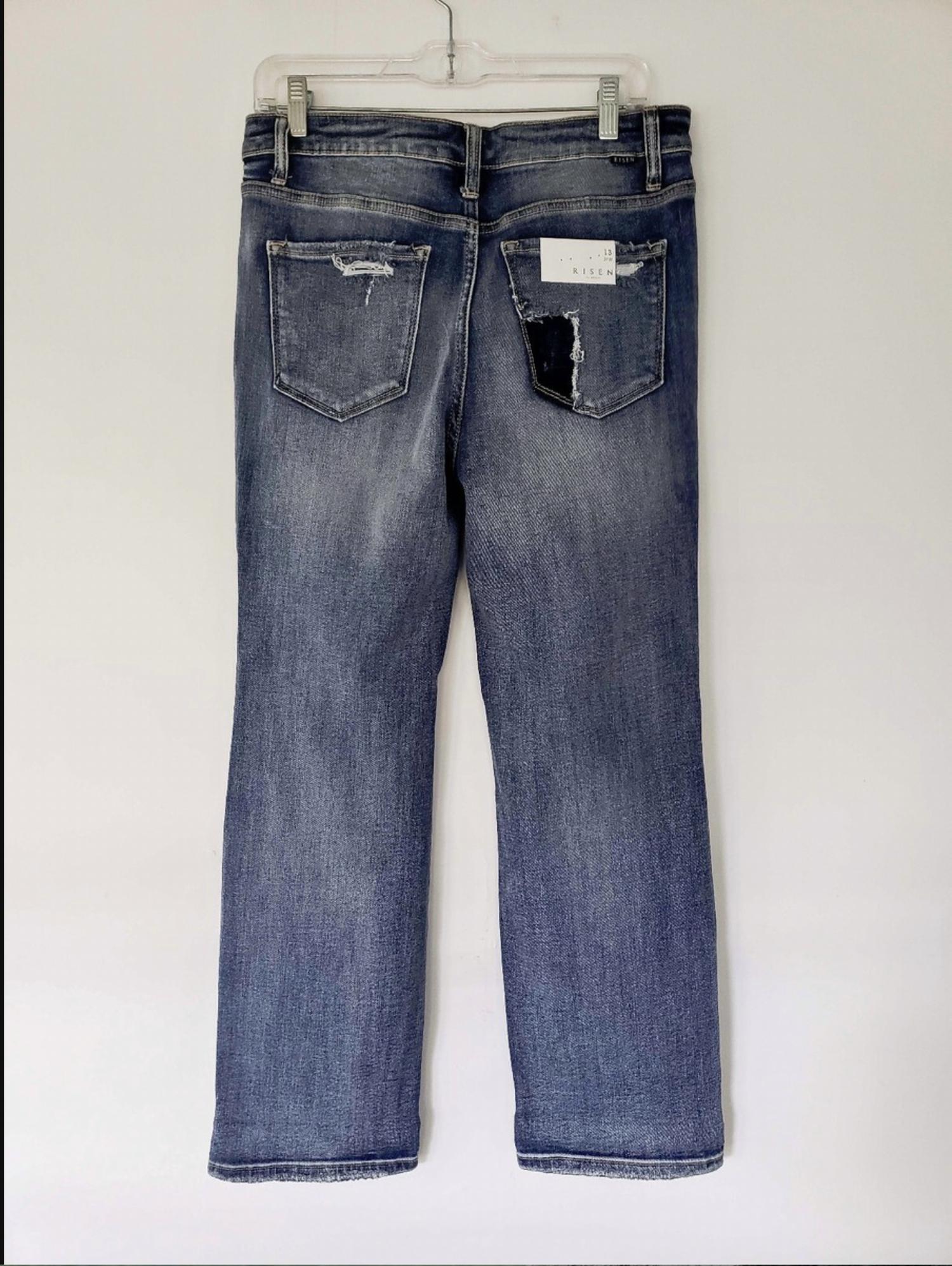 RISEN Women's High Rise Girlfriend Jean in denim - women's jeans - detail view