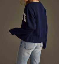 Panache Apparel Lake Life Graphic Sweater in navy - women's sweater - alternate view