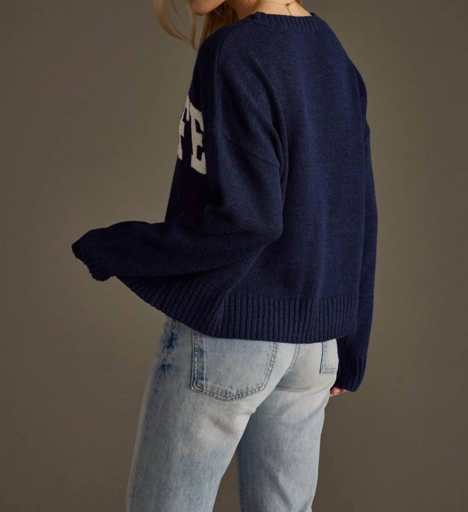 Panache Apparel Lake Life Graphic Sweater in navy - women's sweater - alternate view