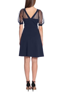 Maggy London - Short Sheer Puff Sleeve Dress