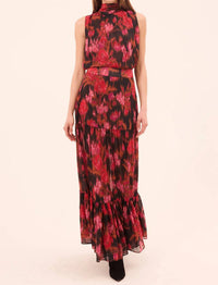 Misa Los Angeles Luka Mockneck Top in blur flora - women's blouse - detail view