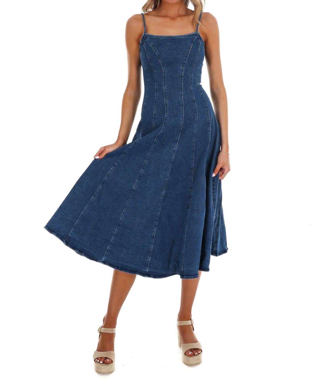 Flying Tomato - Women's Delilah Denim Midi Dress