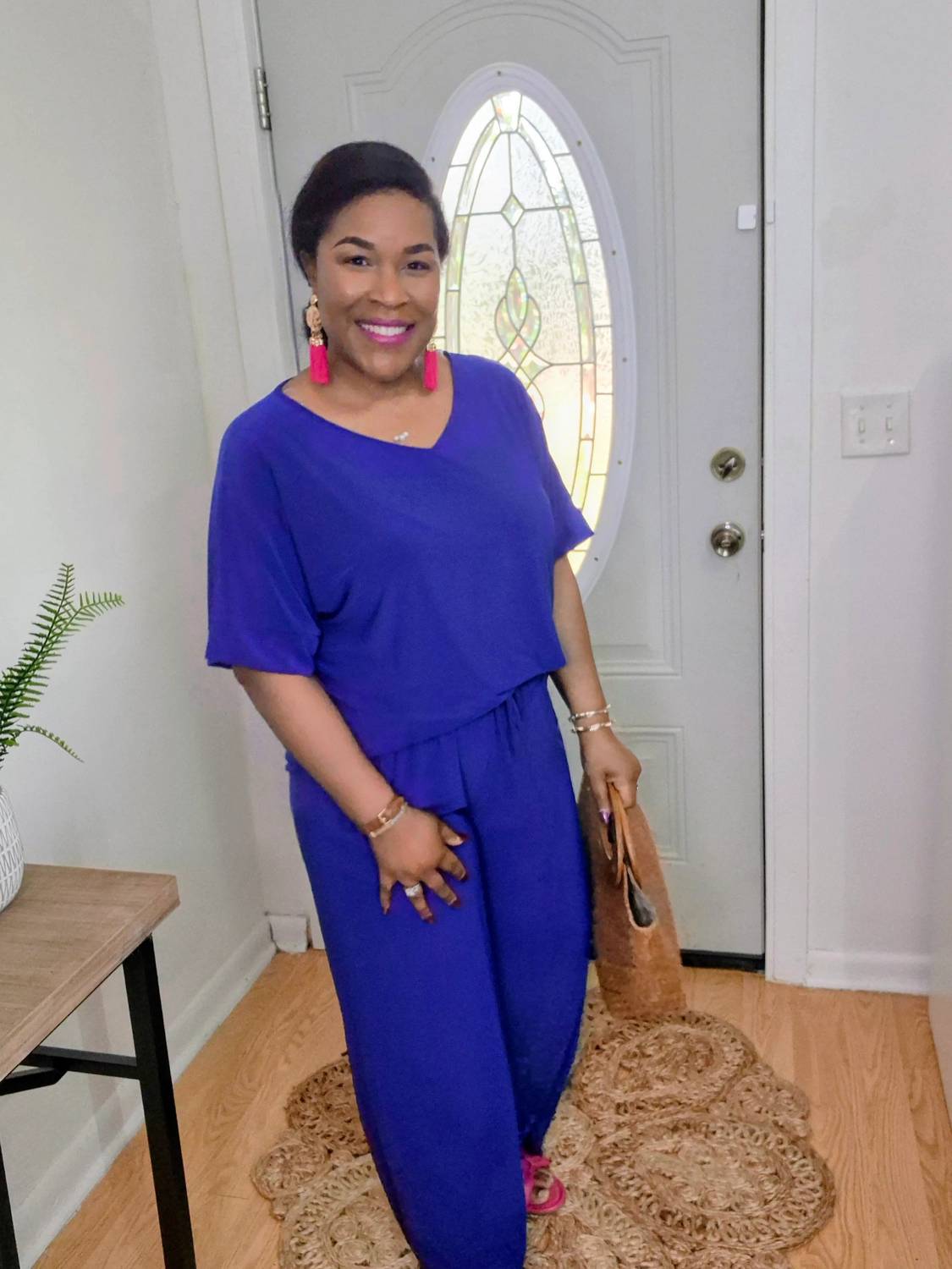 Dear Scarlett - V-neckline Tunic Top And Pants Travel Set