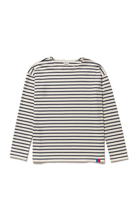 KULE Boyfriend Striped Long Sleeve Tee in cream navy - women's long sleeve top