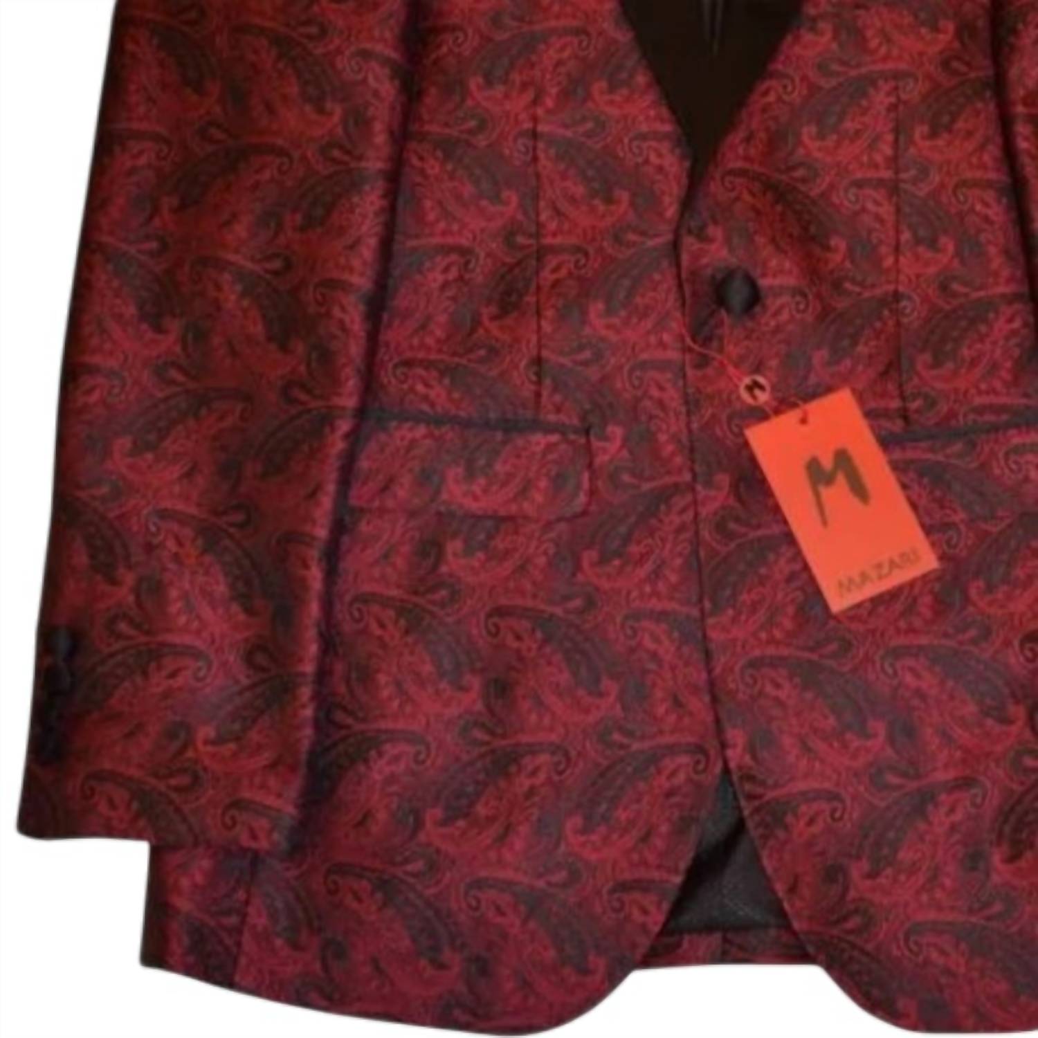 MAZARI Men's Modern Fit Tuxedo With Bow Tie in red - men's jacket - alternate view