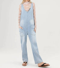 Sweetkama - Denim Adjustable Shoulder High Roller Jumpsuit