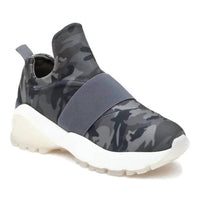 J/SLIDES Women's Manic Lycra Sneaker in camo - women's sneaker - detail view