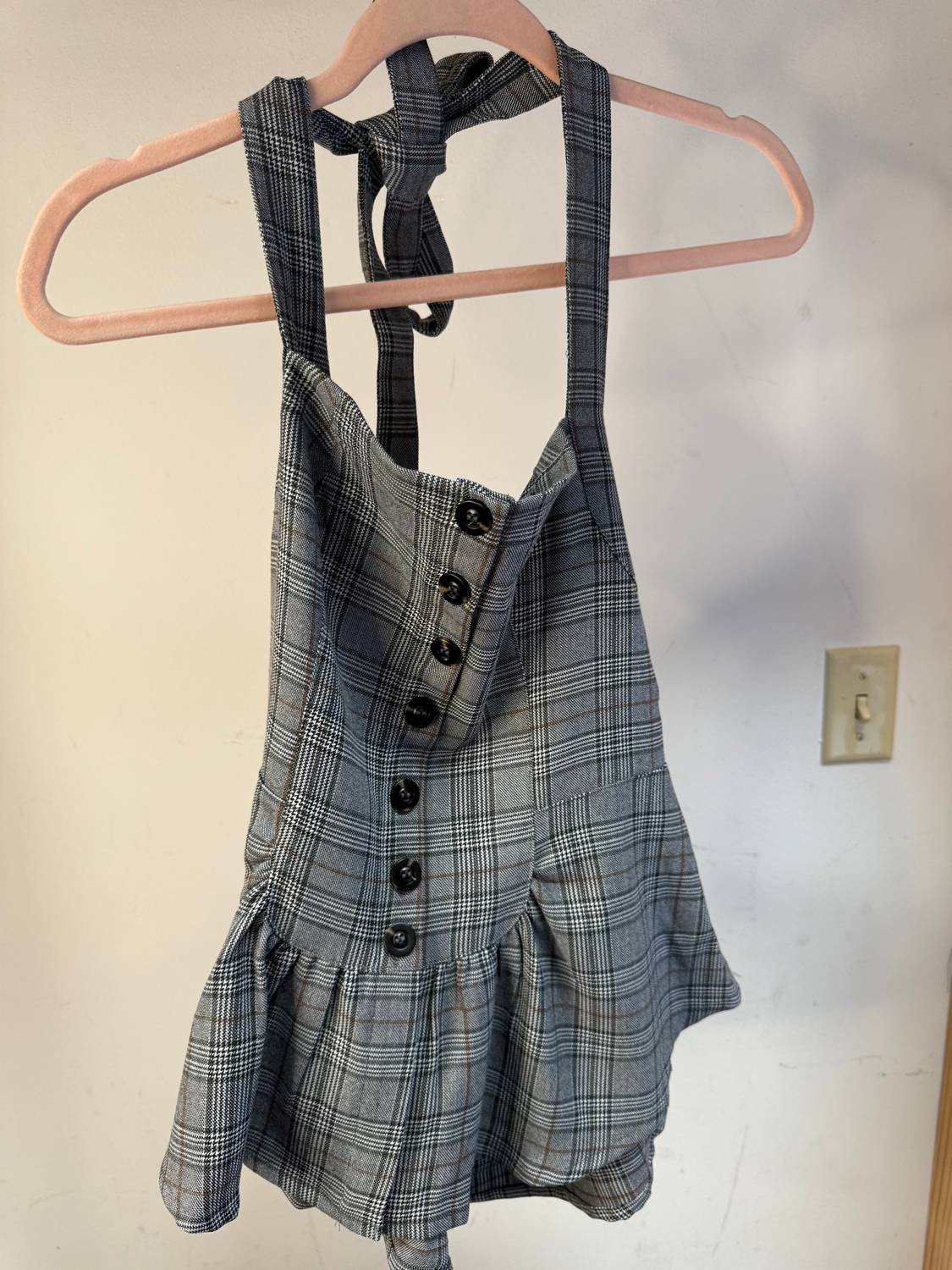 Olivaceous - Plaid Peplum Button Front Cami
