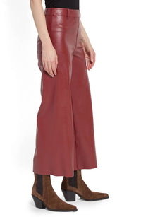 Lysse High Waist Faux Leather Wide Leg Pants in burnt mahogany - women's pants - alternate view