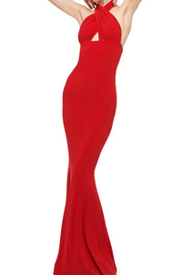 Norma Kamali - Cross Halter Fishtail Gown