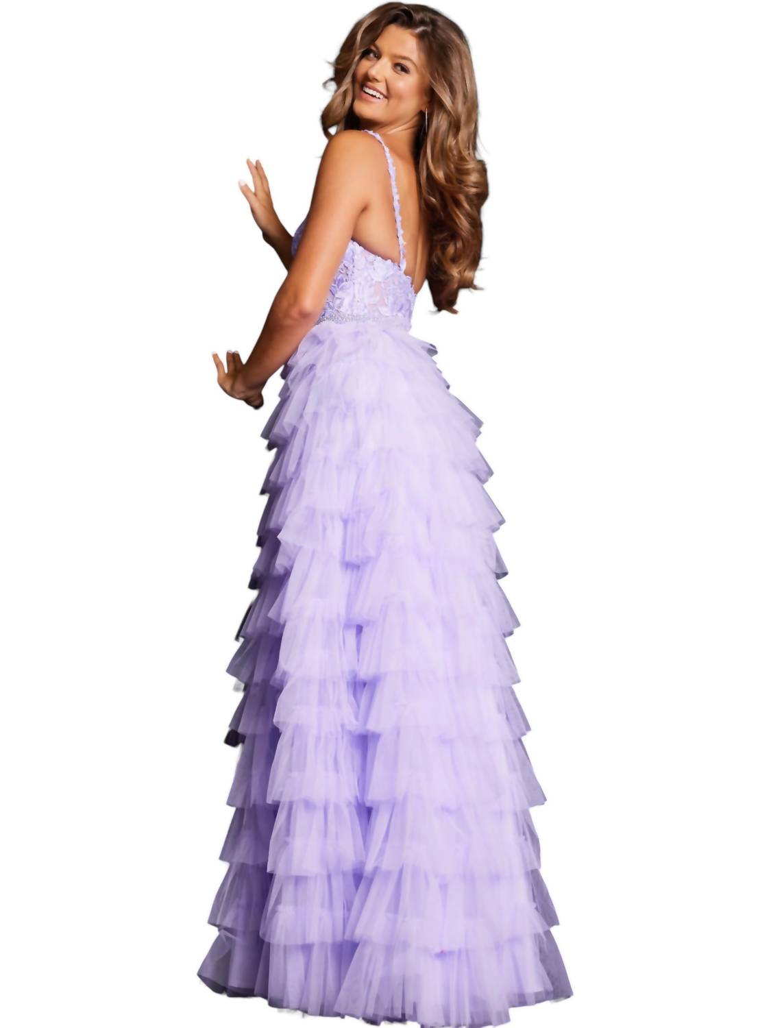 JOVANI Embellished Bodice Formal Ballgown in lilac - women's dress - alternate view