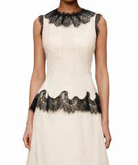 Relvoux - Women's Phoenix Neutral Lace Panel Chiffon Top And Skirt Set