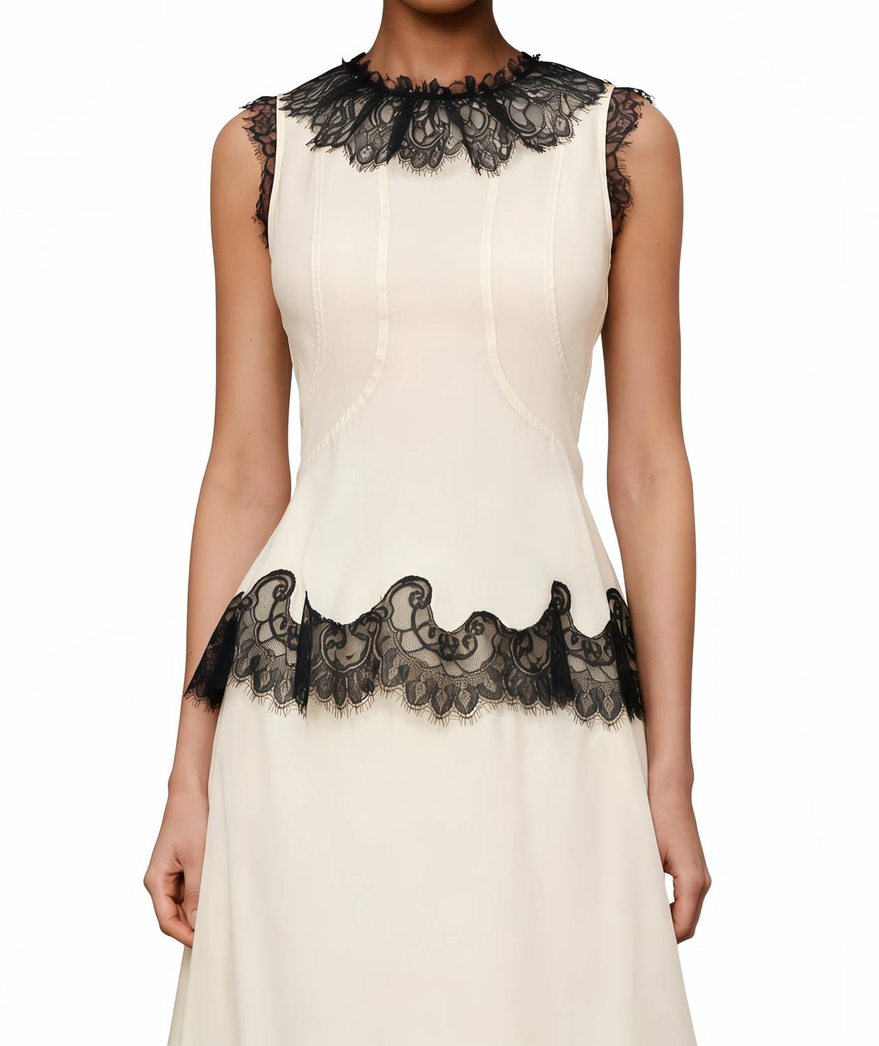 Relvoux - Women's Phoenix Neutral Lace Panel Chiffon Top And Skirt Set