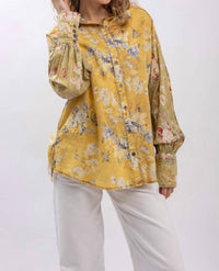 Blue Velvet - Floral Print Button Down Shirt