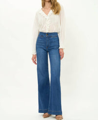 Oliphant Mila Ruffles Top in hepburn cloud - women's long sleeve top - view 4