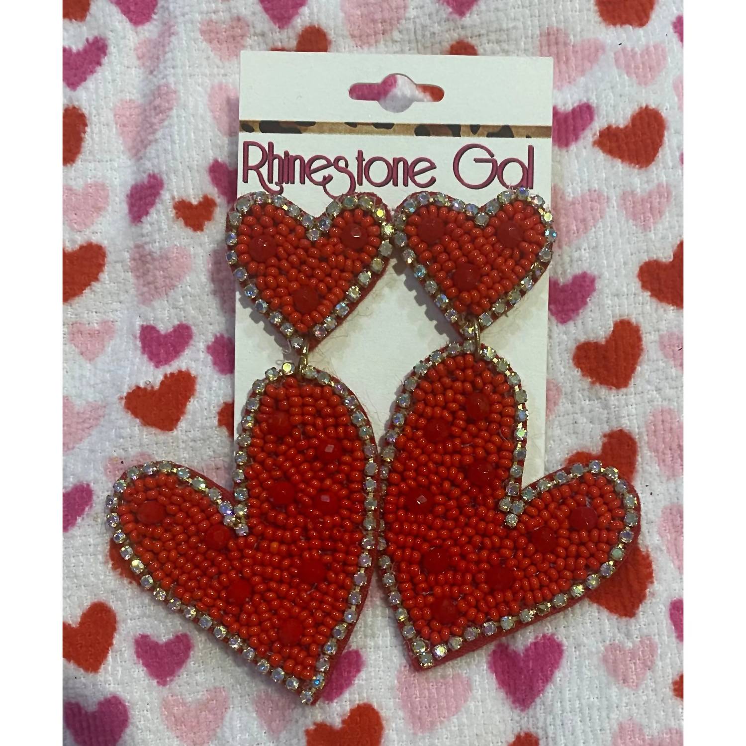 Something Special La - Women's Rhinestone Beaded Heart Dangle Earrings