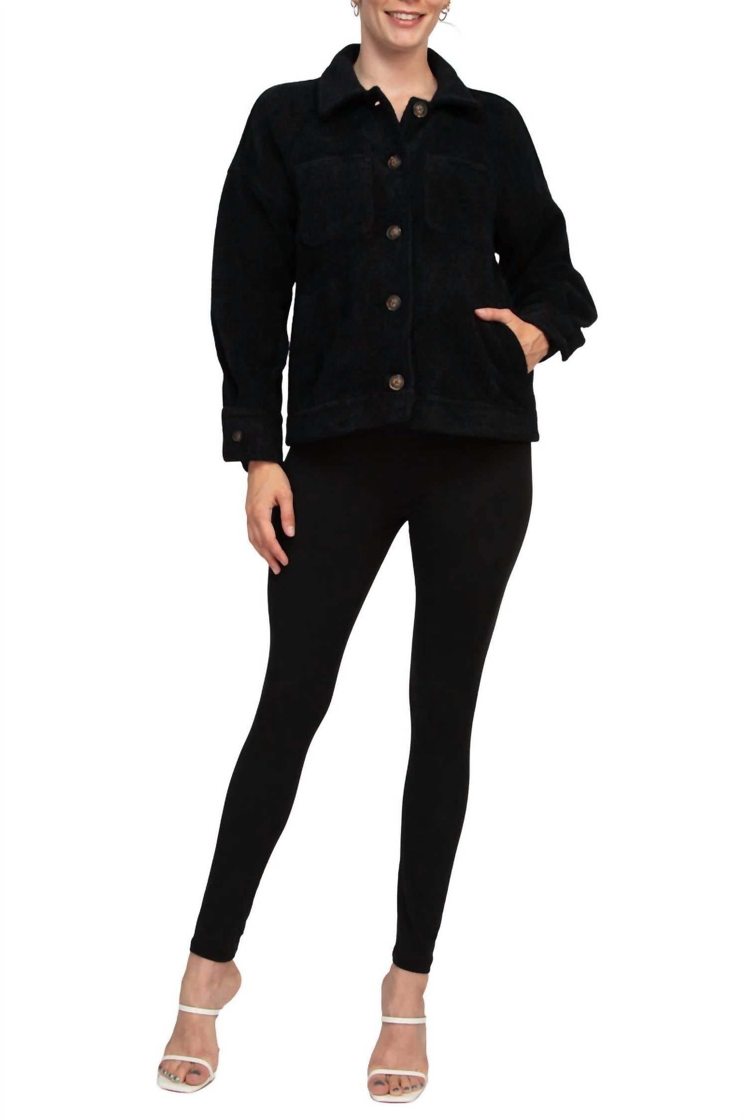 Velvet Heart - Collared Button Down Knit Jacket