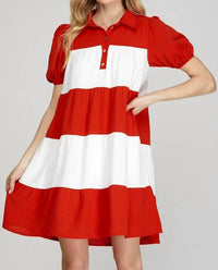 She + Sky - Colorblock Tiered Mini Dress
