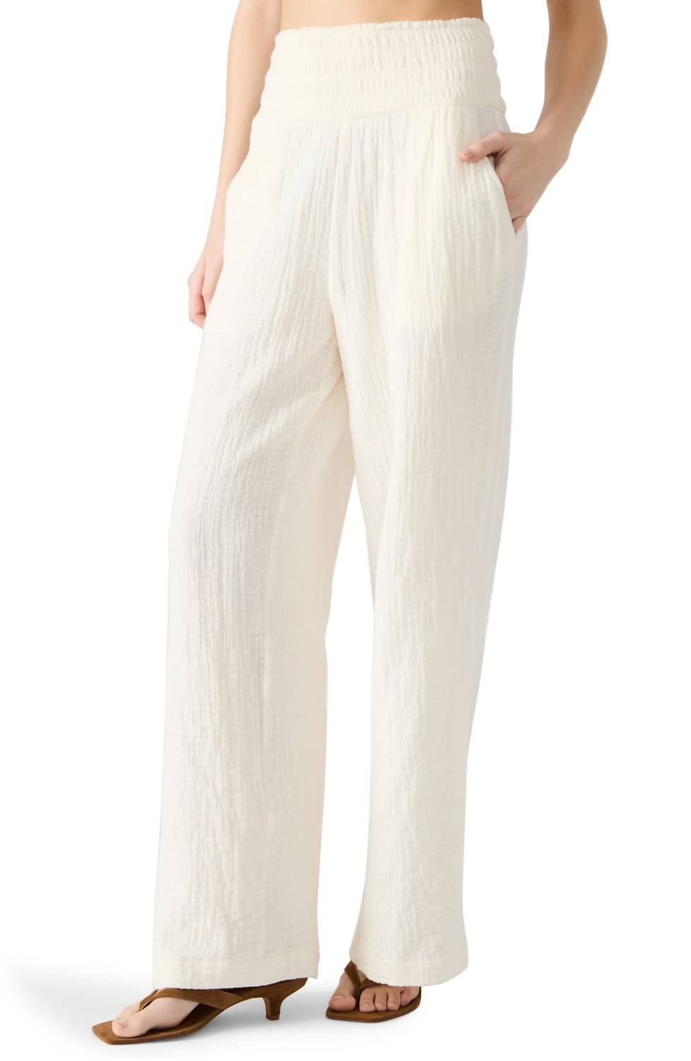 STEVE MADDEN Pomeline Stretch Cotton Guaze Pants in white - women's pants - view 4